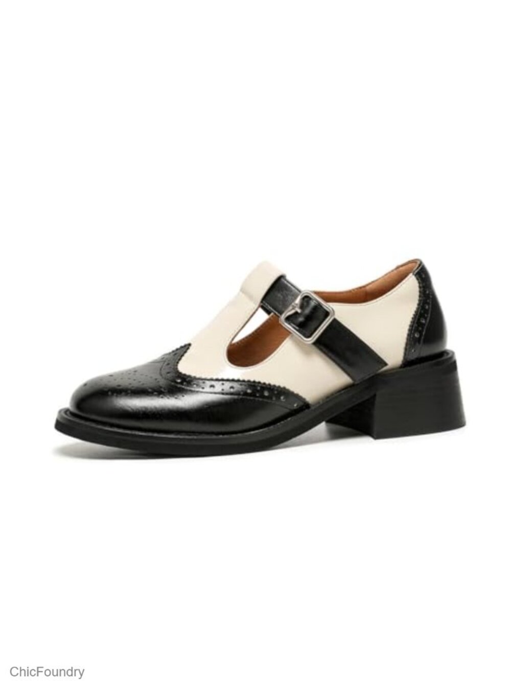 Women's Mary Jane Oxfords Chunky Heel Leather Dress Shoes Wingtip Brogue Office